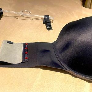 Spanx "Up for anything strapless bra". So perfect but cup too big- worn once